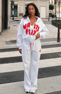 White Fox Club 14 Allie Wide Leg Sweatpants Grey Marle