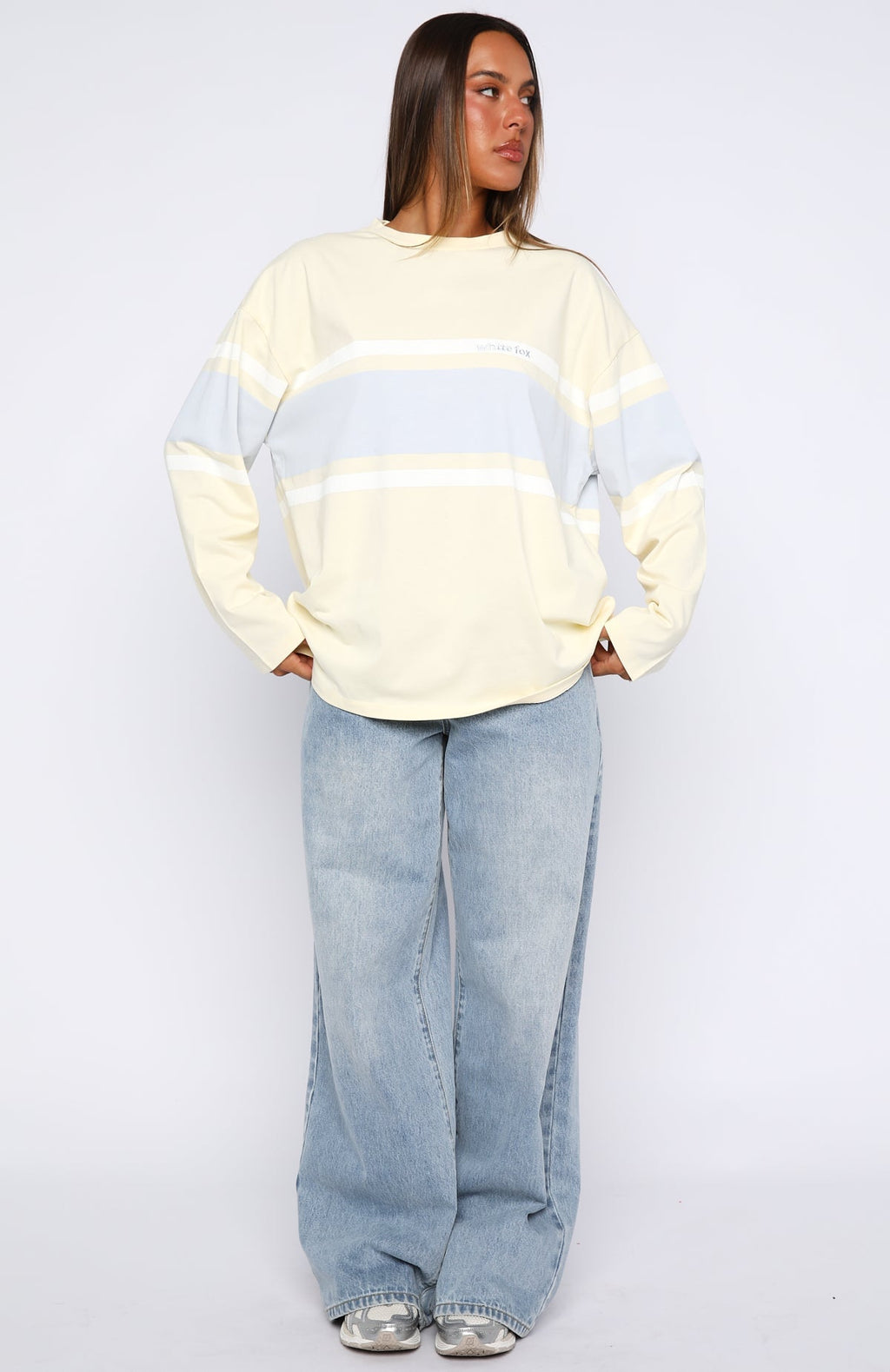 White Fox Bad Timing Oversized Long Sleeve Tee Lemon