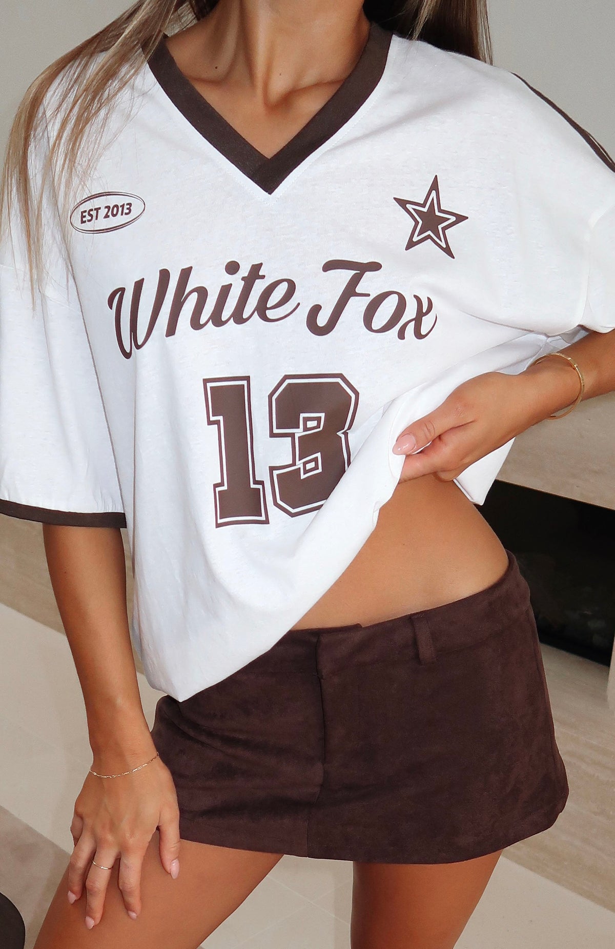 White Fox Life Goals Oversized Sports Tee White