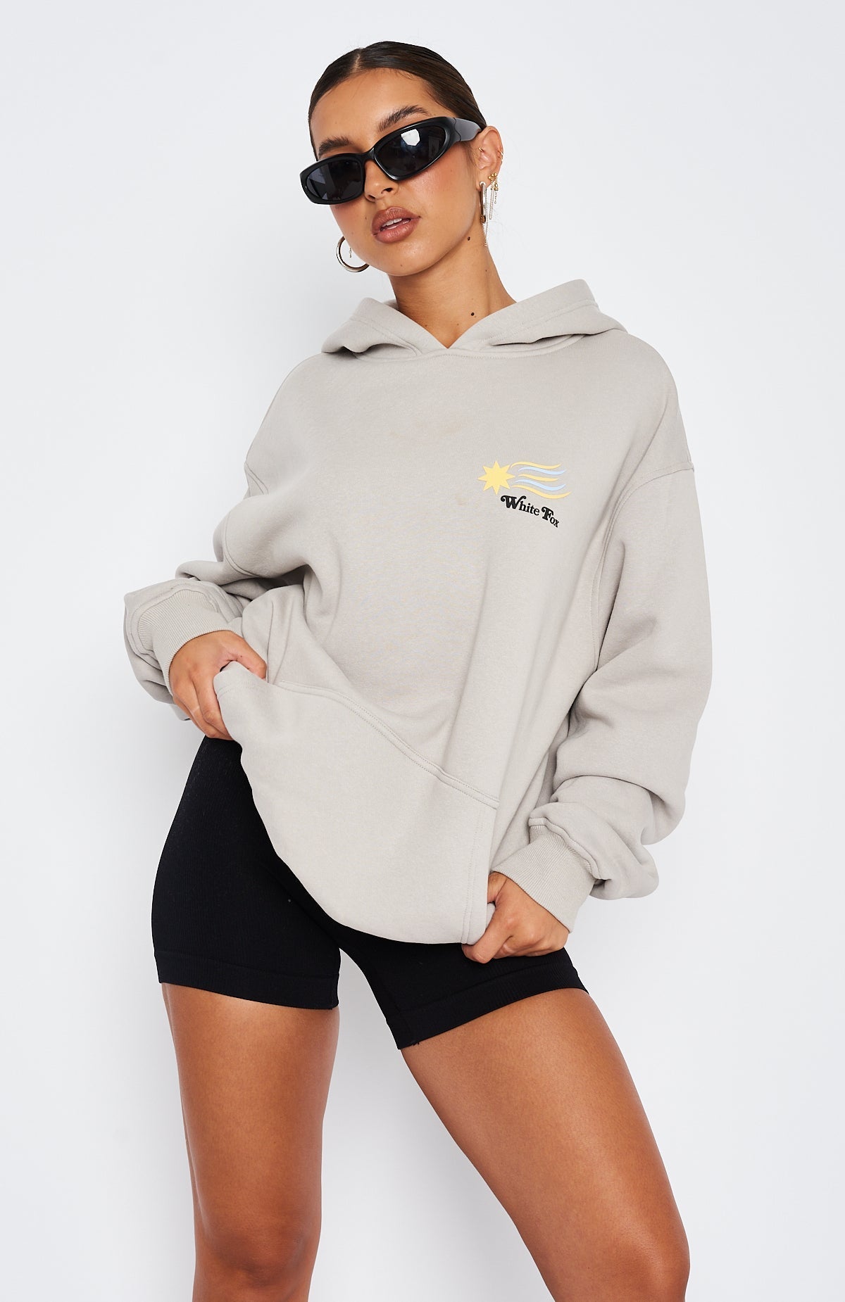 White Fox To The Moon Oversized Hoodie Lunar