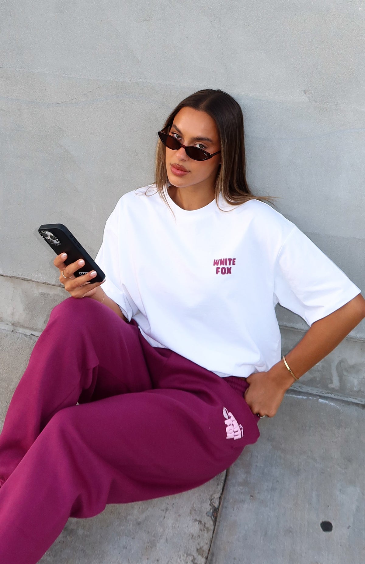 White Fox 11th Street New York Or Nowhere Oversized Tee Berry Blast