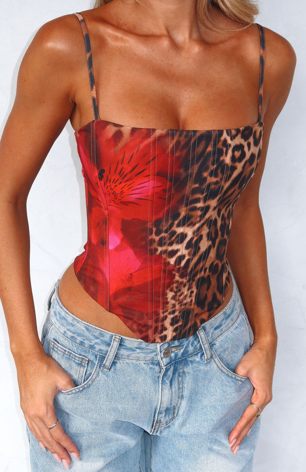 White Fox You'll Be Ok Bustier Leopard Bloom