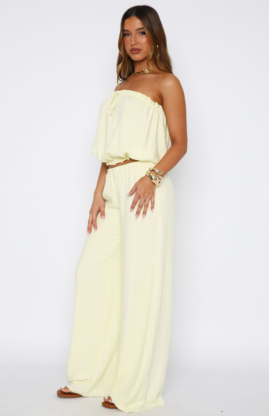 White Fox Golden Child Pants Lemon