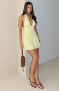 White Fox Whispered Dreams Halter Mini Dress Lemon