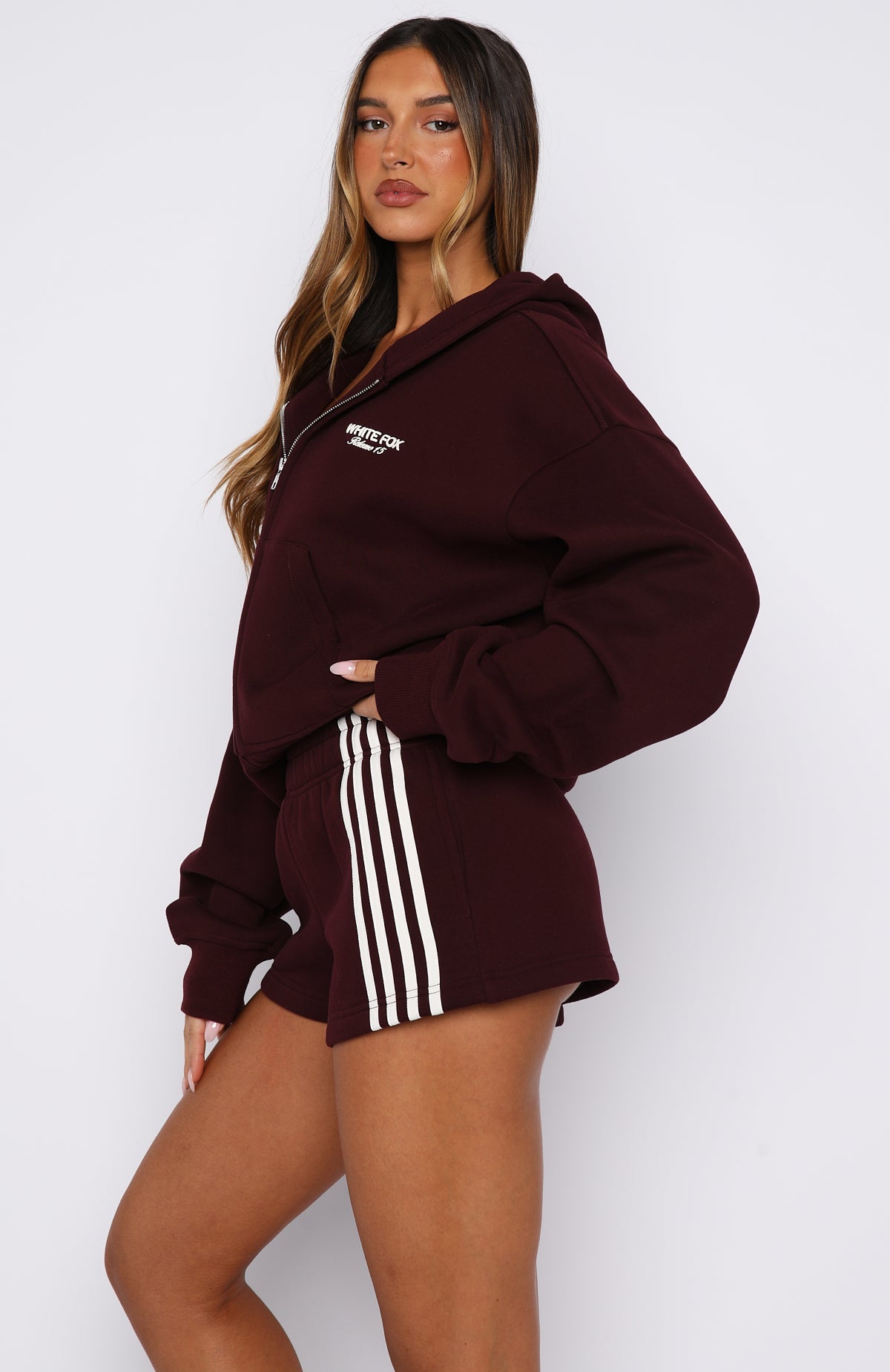 White Fox Release 15 Asalia Boxy Zip Front Hoodie Plum