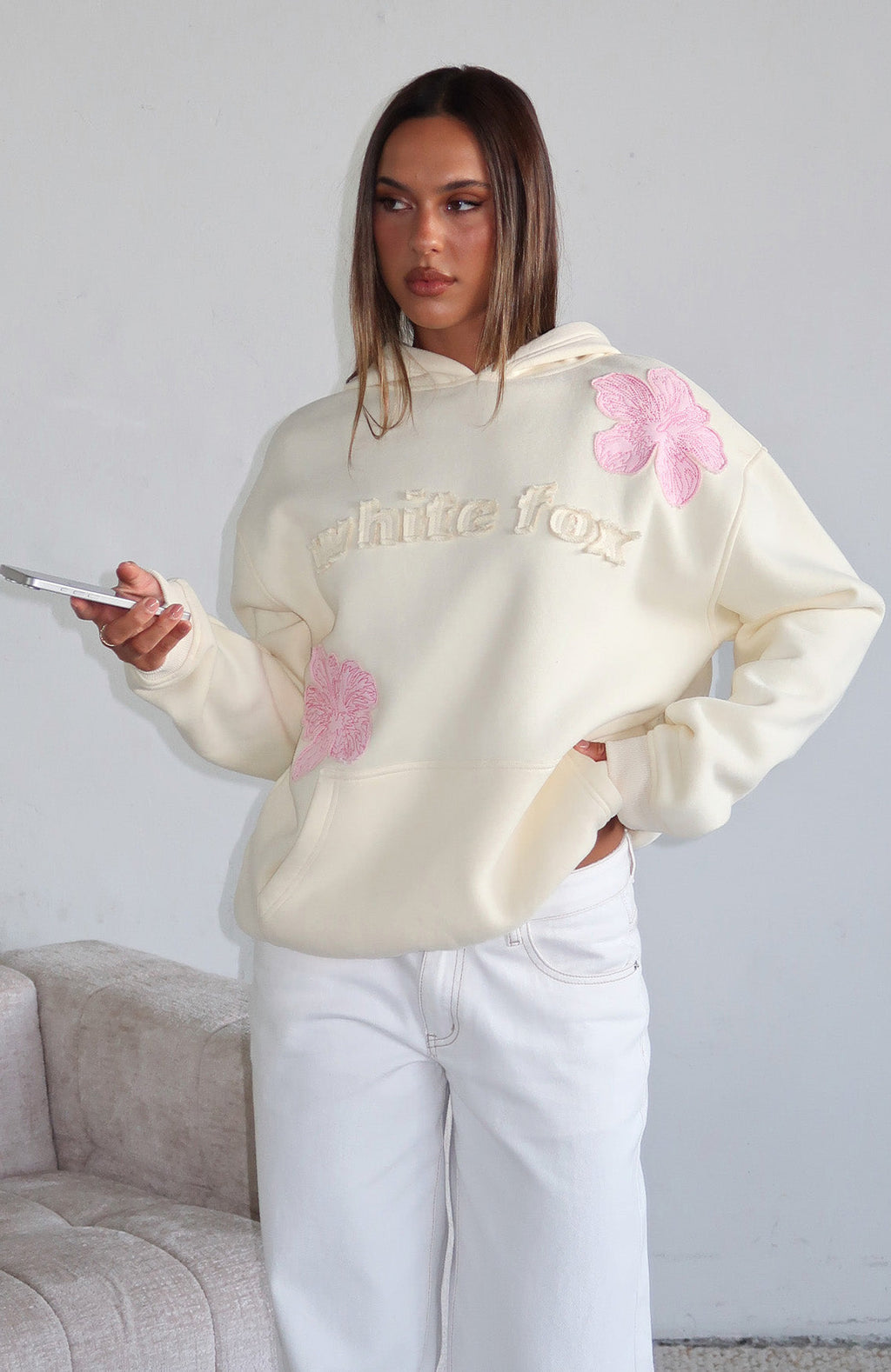 White Fox Sunkissed Bloom Oversized Hoodie Lemon