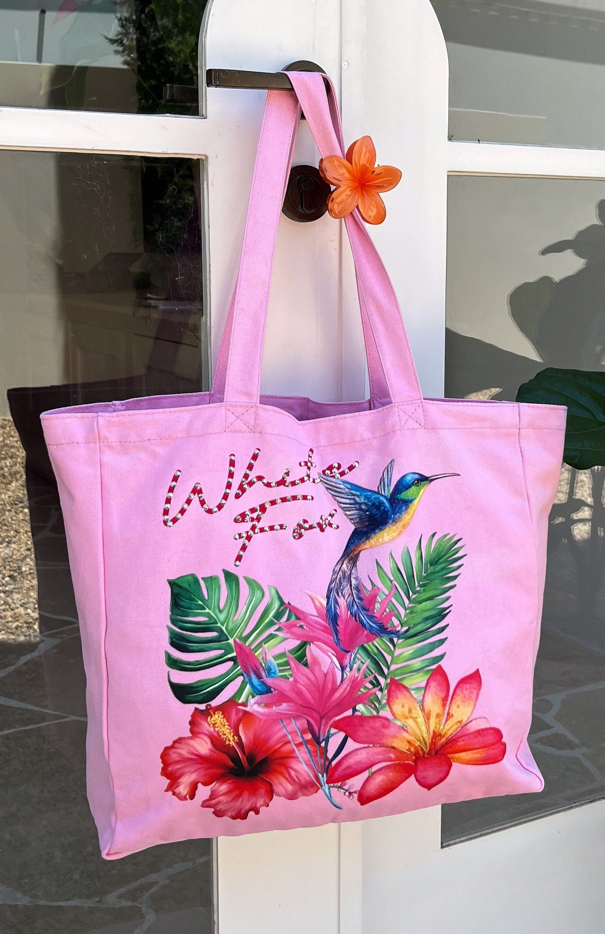 White Fox Morning Calm Tote Bag Pink