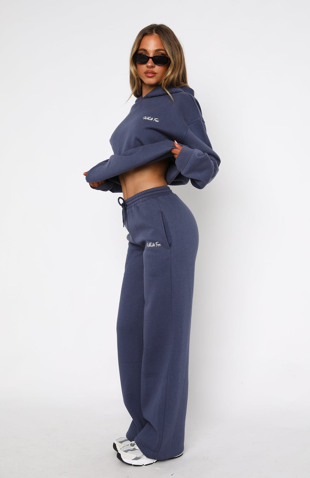 White Fox Match Your Words Wide Leg Sweatpants Navy