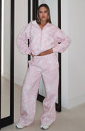 White Fox Hiding Away Wide Leg Sweatpants Pink Camo