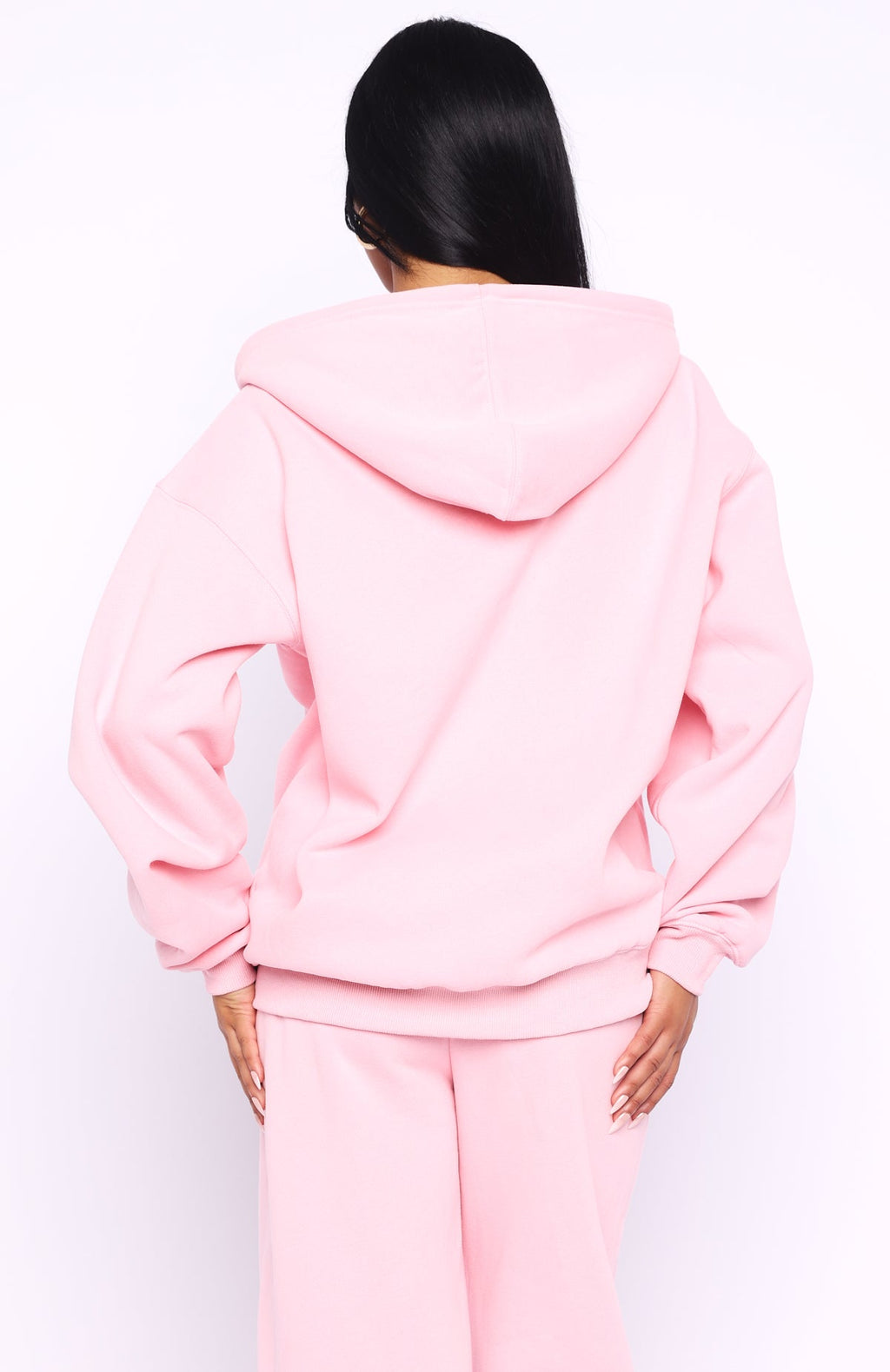 White Fox Ready To Go Zip Front Hoodie Pink