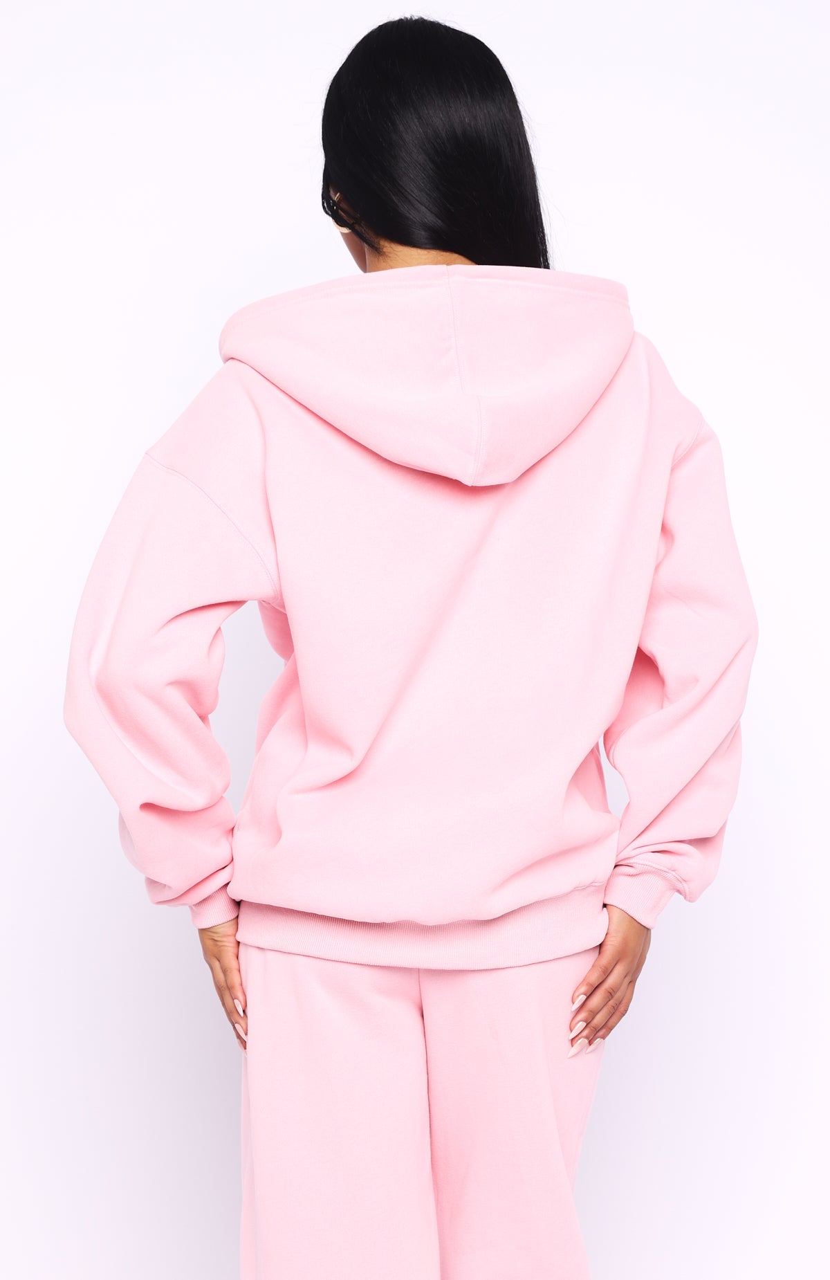 White Fox Ready To Go Zip Front Hoodie Pink