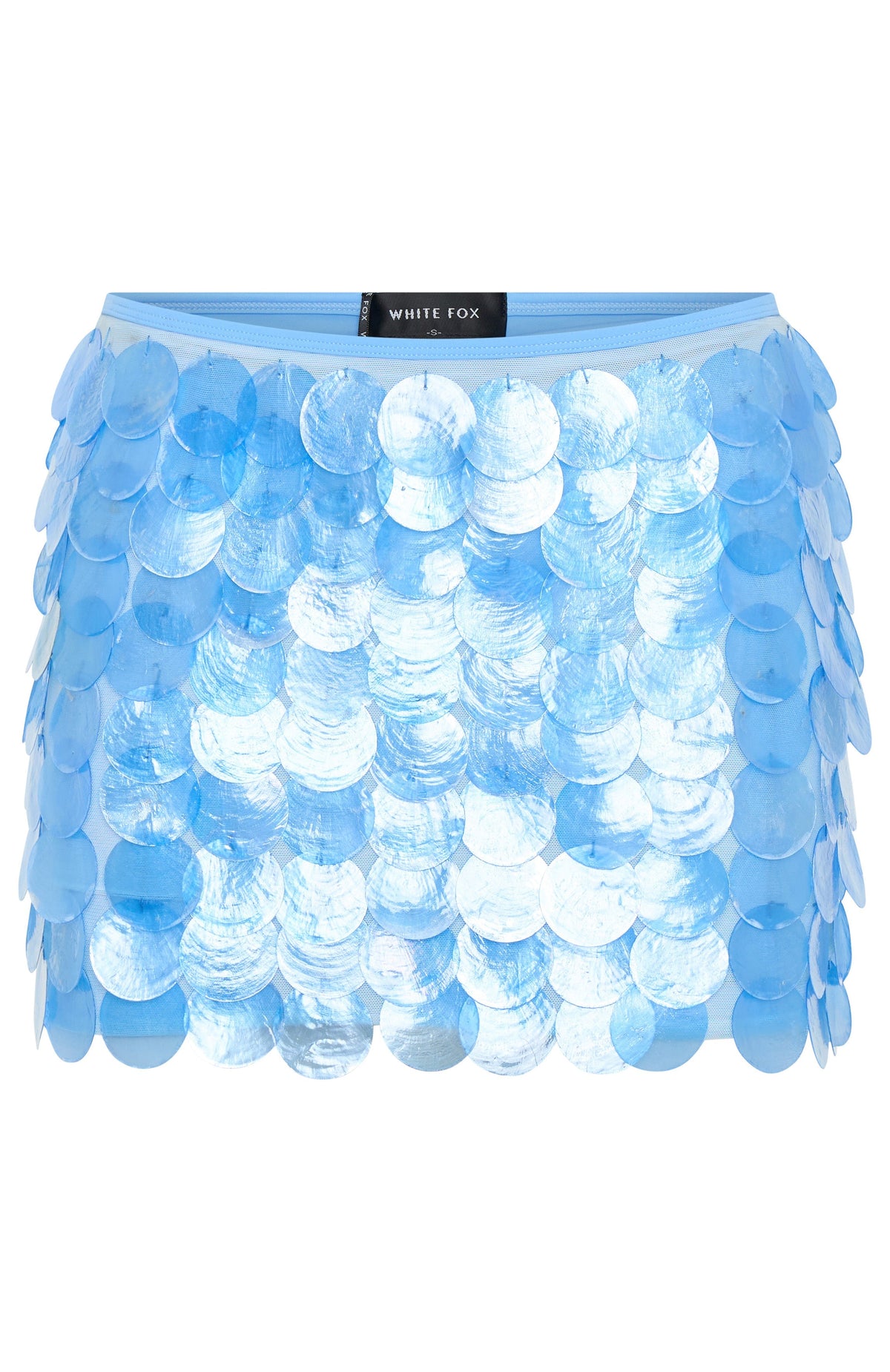 White Fox Forgiven Aura Shell Mini Skirt Blue