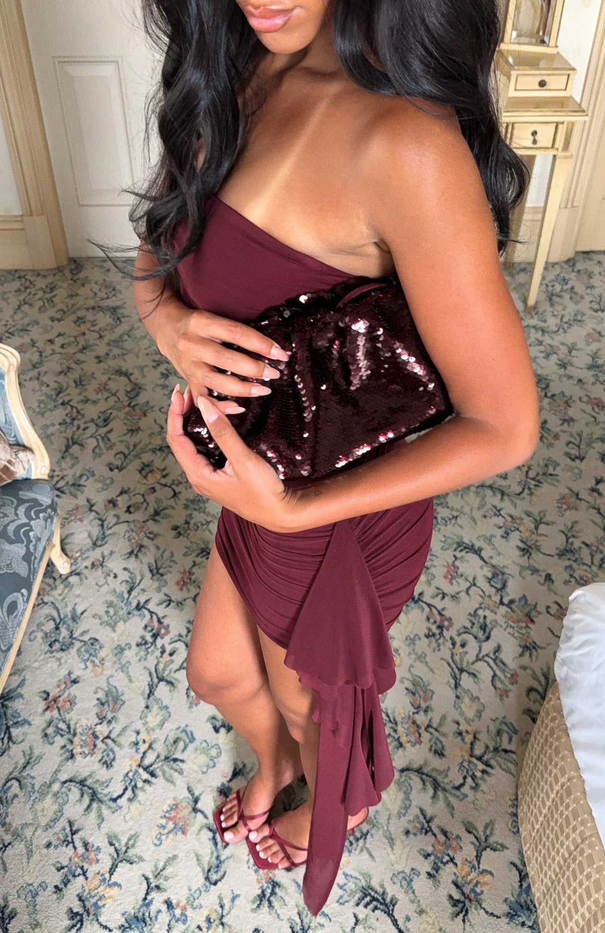 White Fox June Clutch Bag Burgundy