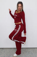 White Fox Found You Out Track Pants Burgundy