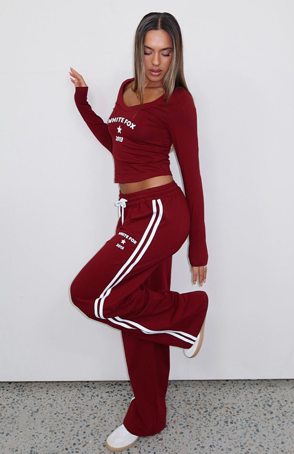 White Fox Found You Out Track Pants Burgundy
