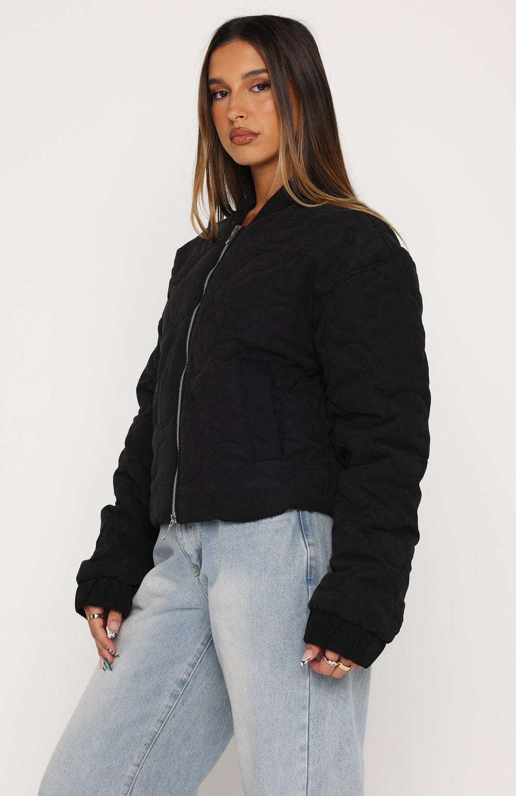 White Fox The Hieress Bomber Jacket Black