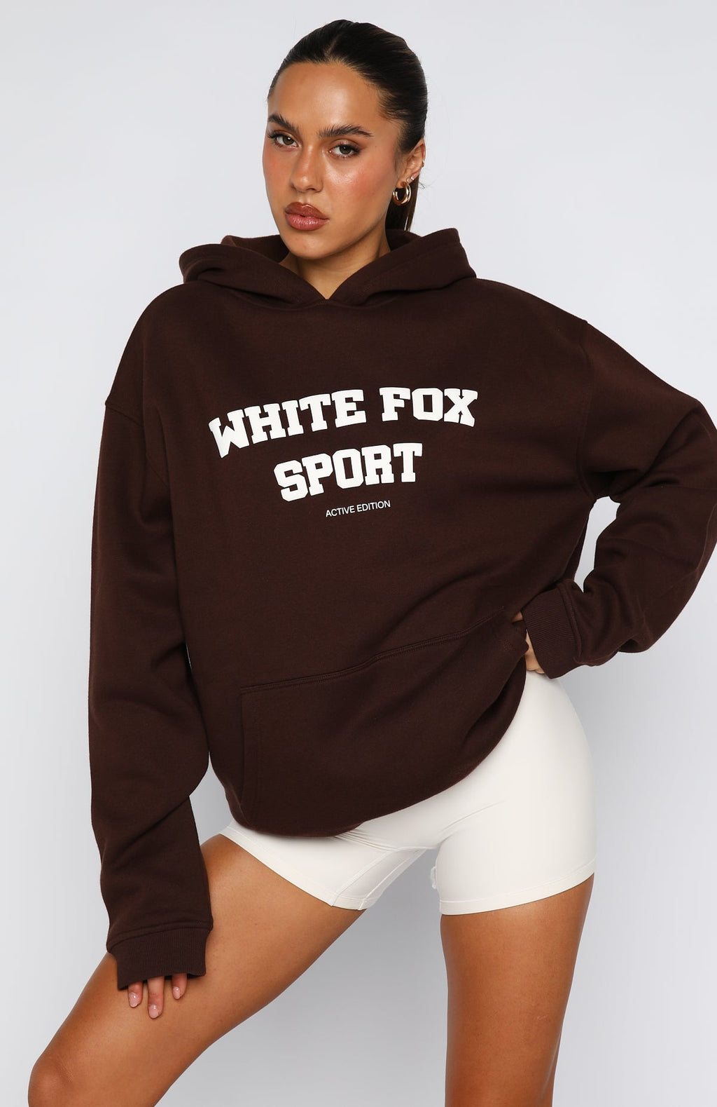White Fox Winning Team Oversized Hoodie Chocolate