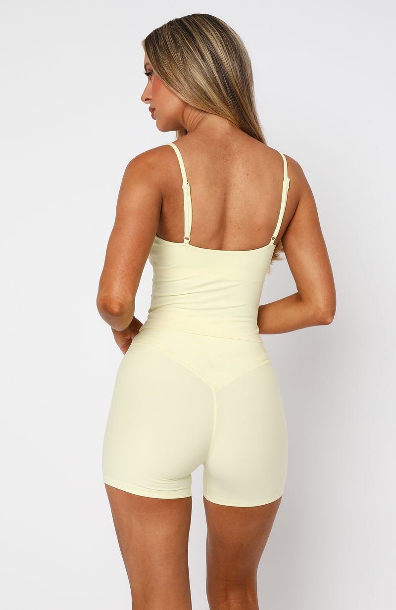 White Fox Keep Up High Waisted Shorts 4" Lemon