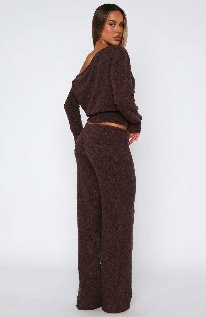 White Fox Please Be Mine Knit Pants Chocolate