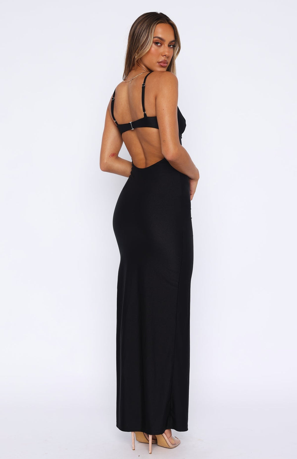 White Fox Shooting Star Maxi Dress Black
