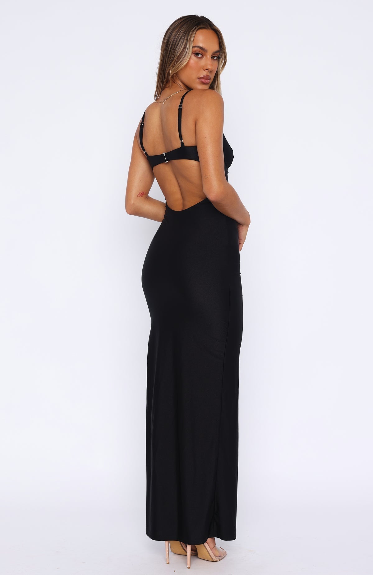 White Fox Shooting Star Maxi Dress Black