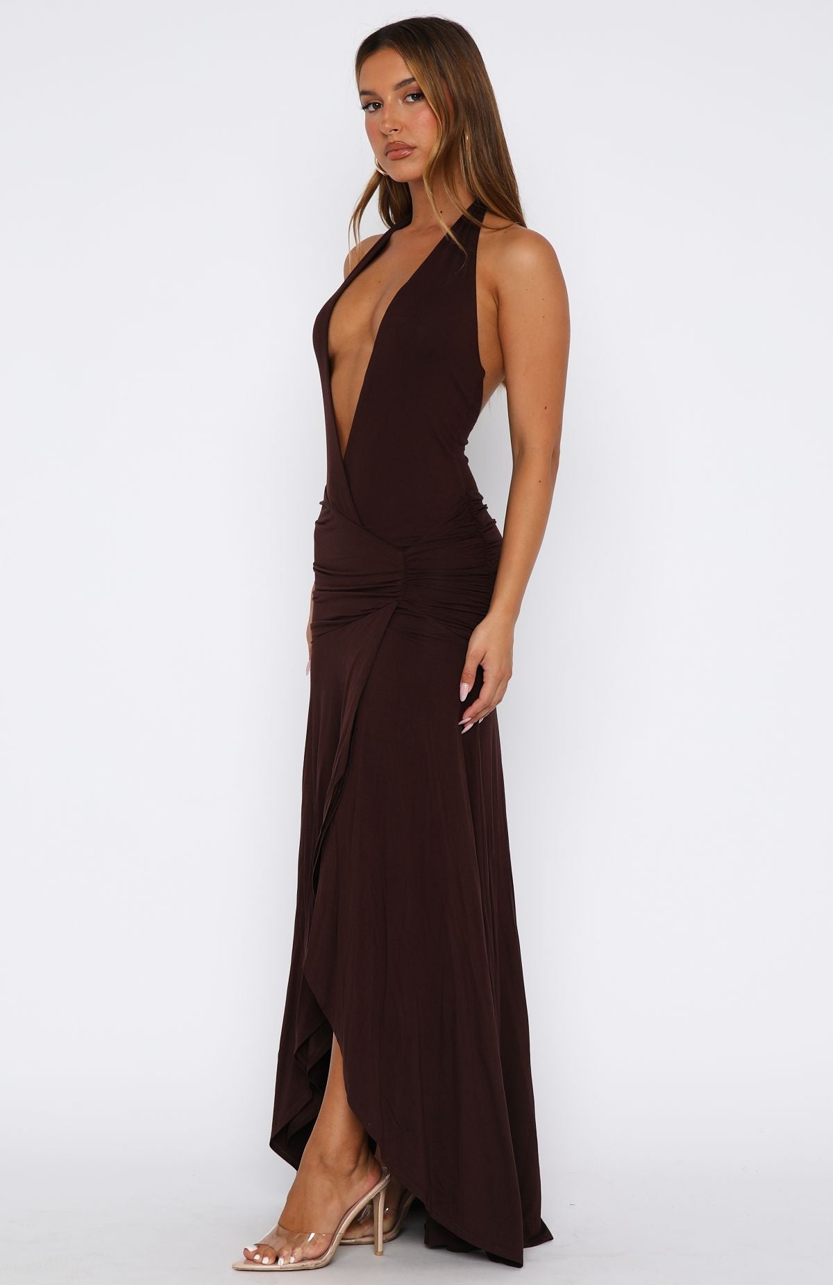 White Fox Grande Dame Maxi Dress Chocolate