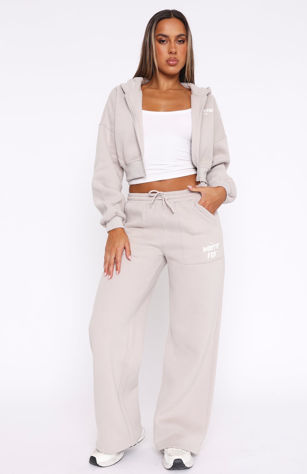 White Fox Offstage Wide Leg Sweatpants Moon