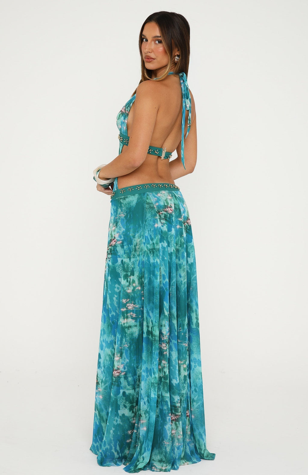 White Fox Lights Camera Action Maxi Dress Crystal Tide