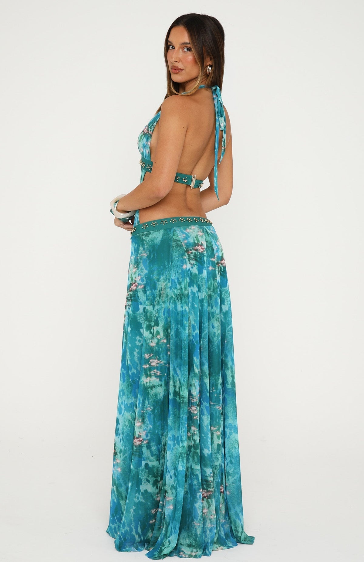 White Fox Lights Camera Action Maxi Dress Crystal Tide