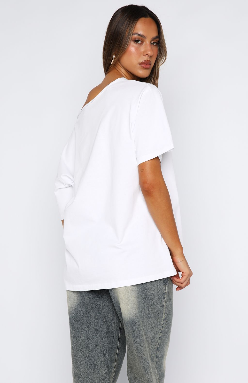 White Fox Give Me Options Off Shoulder Tee White
