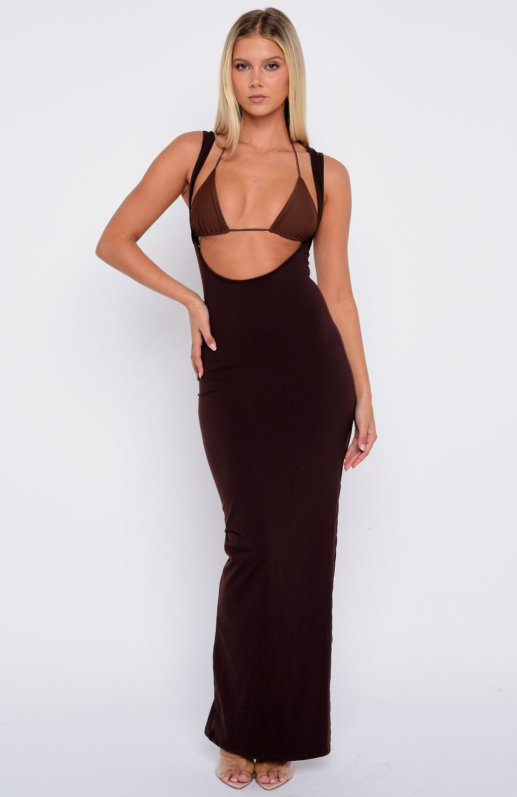 White Fox Don't Want To Be Apart Maxi Dress Dark Chocolate