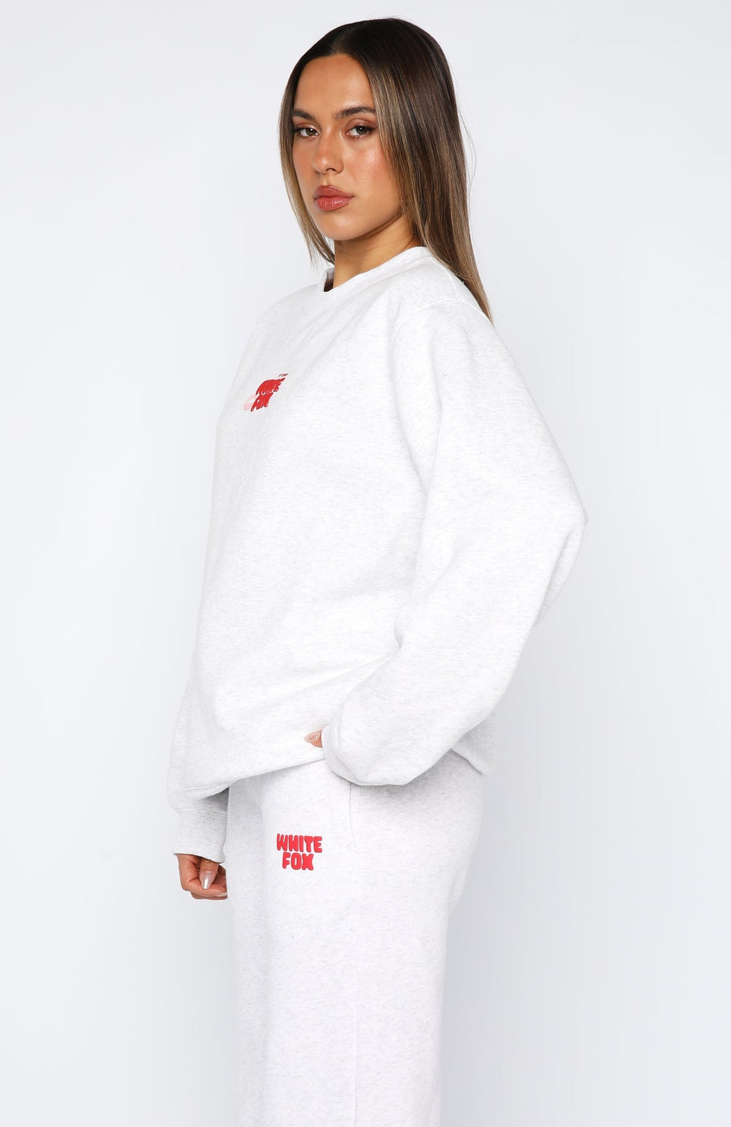 White Fox 11th Street Sweet Kisses Oversized Sweater Cherry Glaze
