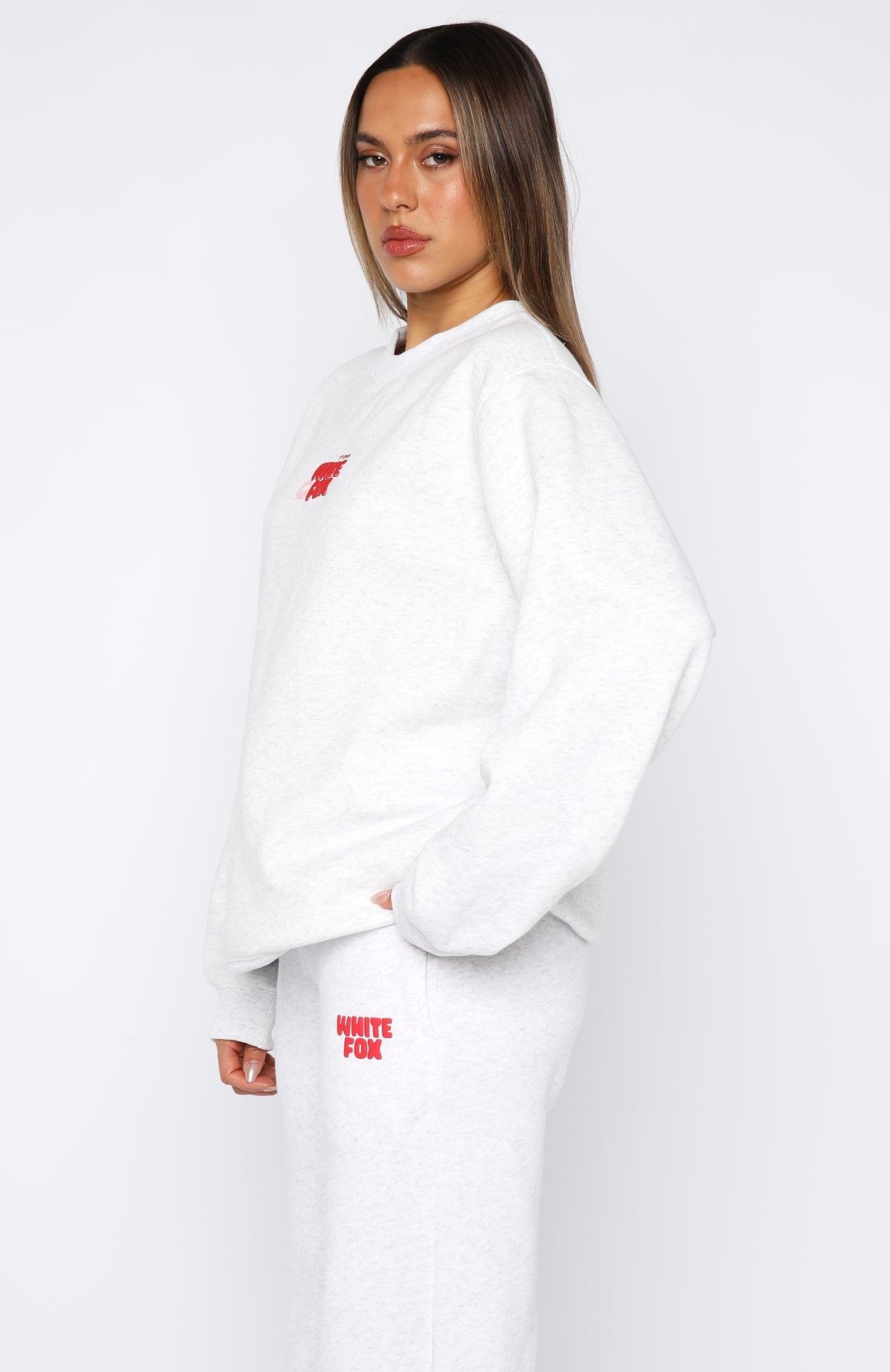 White Fox 11th Street Sweet Kisses Oversized Sweater Cherry Glaze