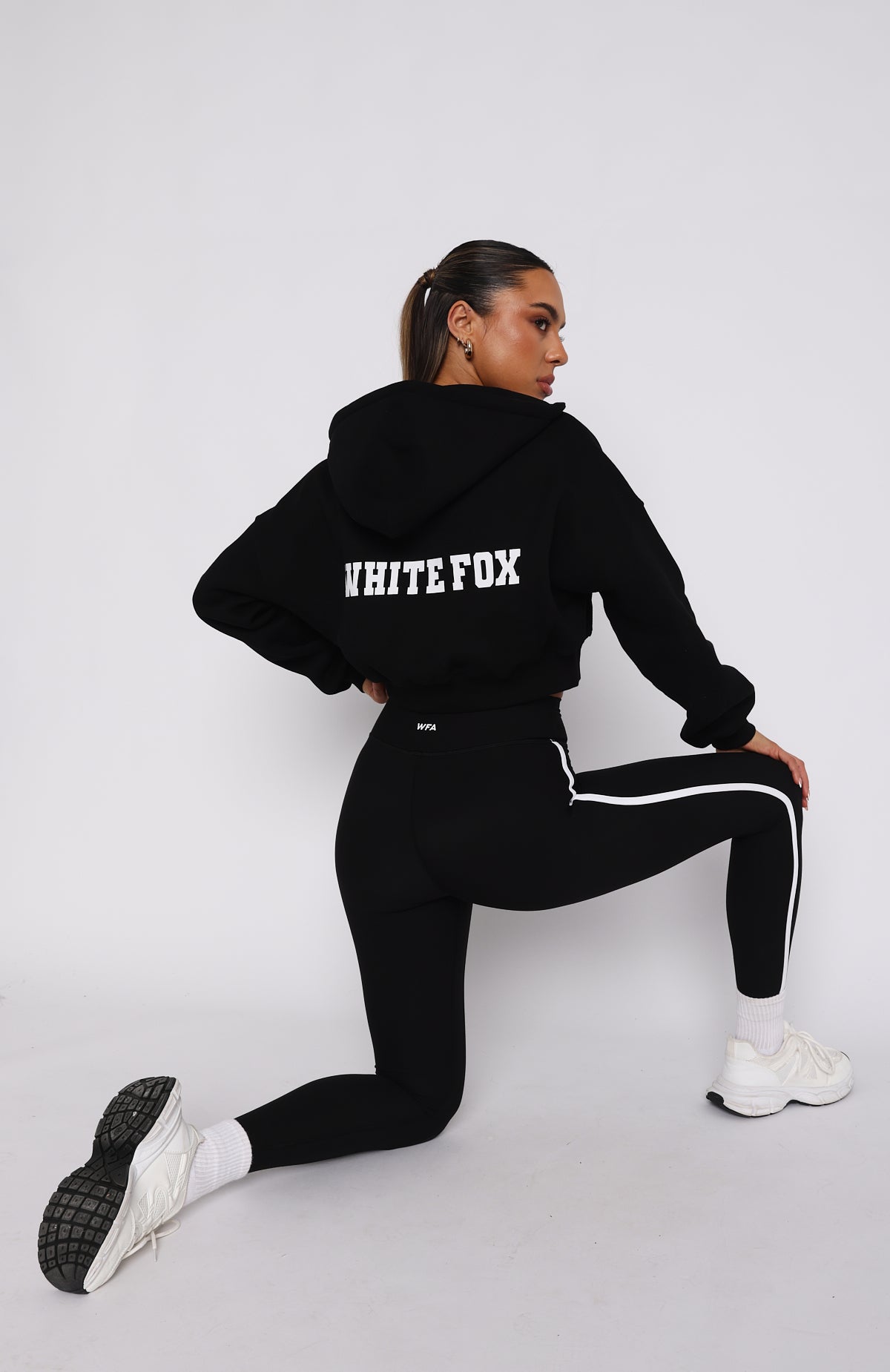 White Fox Stepping Out Cropped Hoodie Black