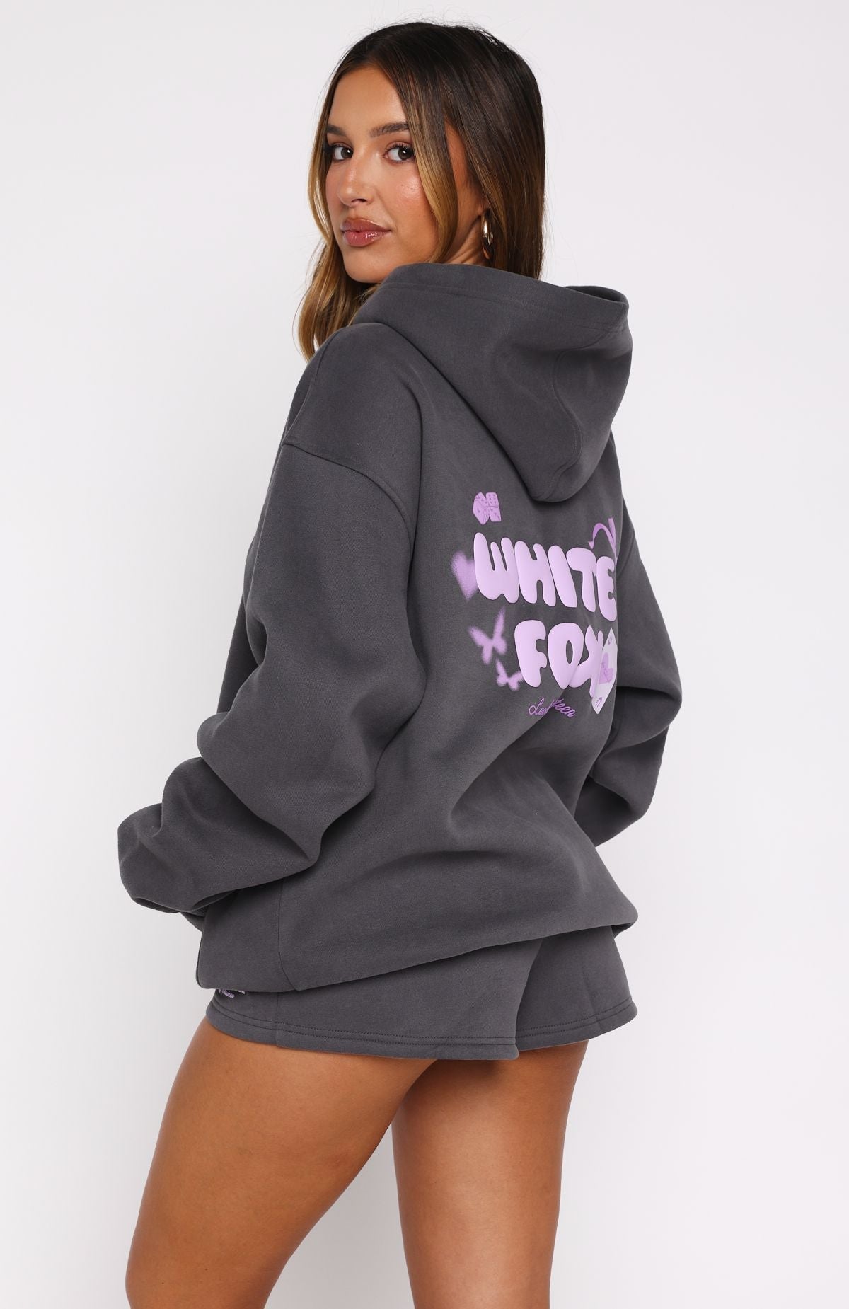 White Fox Lucky Thirteen Stephanie Oversized Hoodie Volcanic