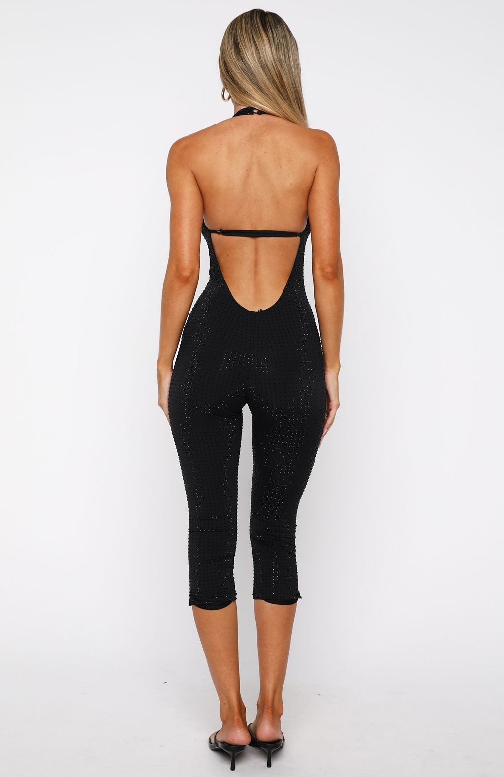 White Fox Retrograde Romance Embellished Jumpsuit Black