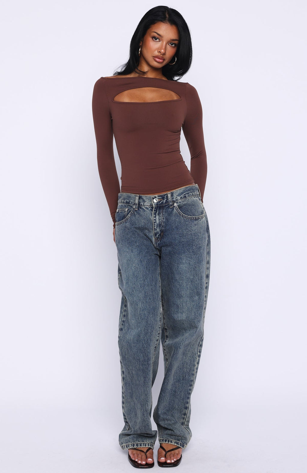 White Fox You Just Get Better Long Sleeve Top Expresso