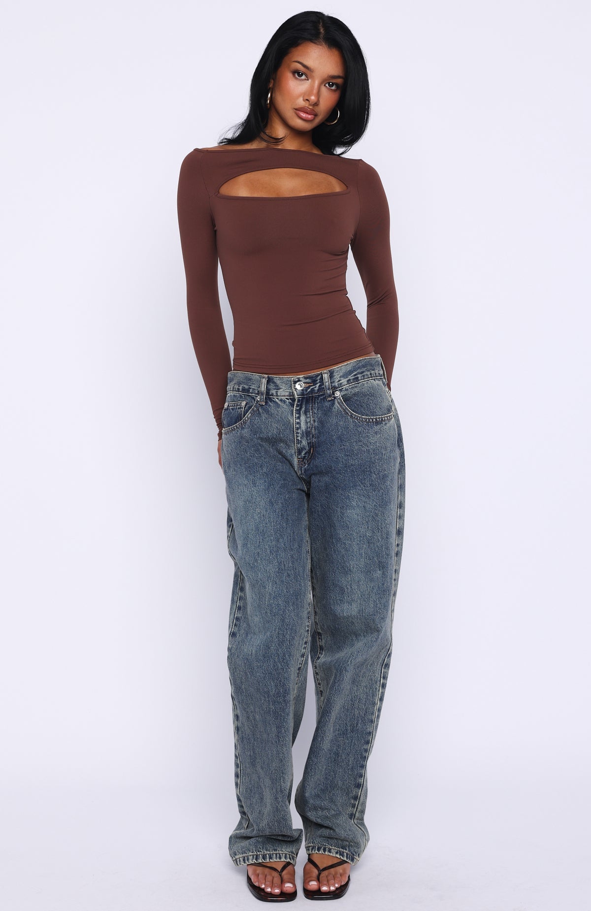 White Fox You Just Get Better Long Sleeve Top Expresso