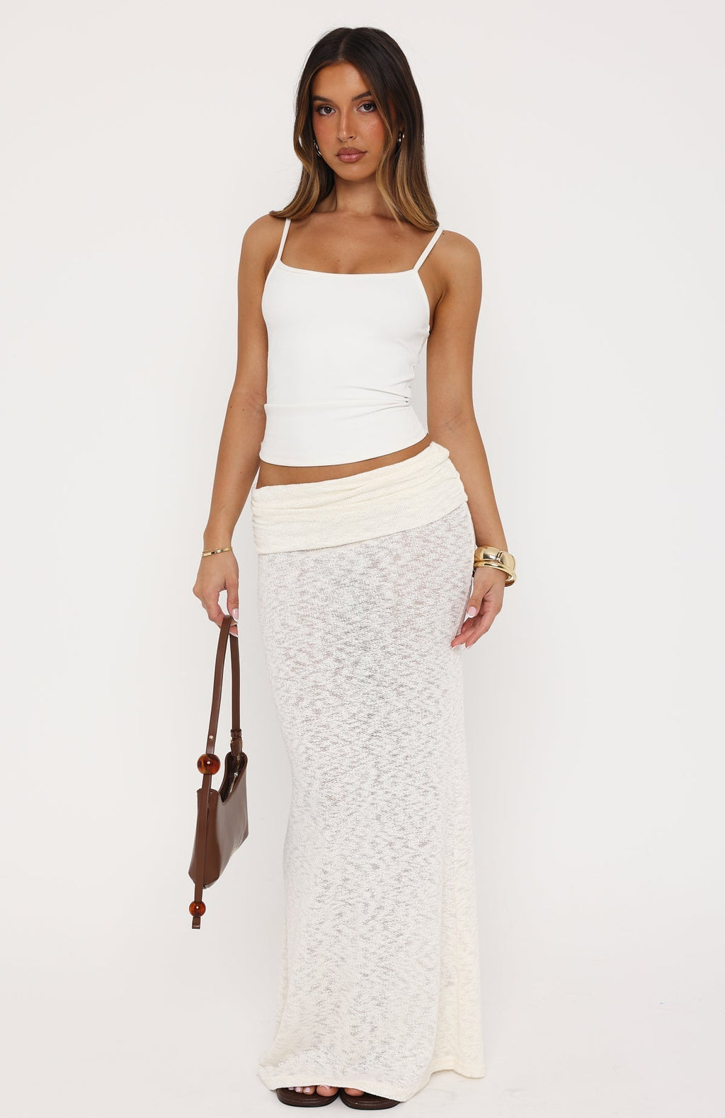 White Fox Cruising By Knit Maxi Skirt Cream