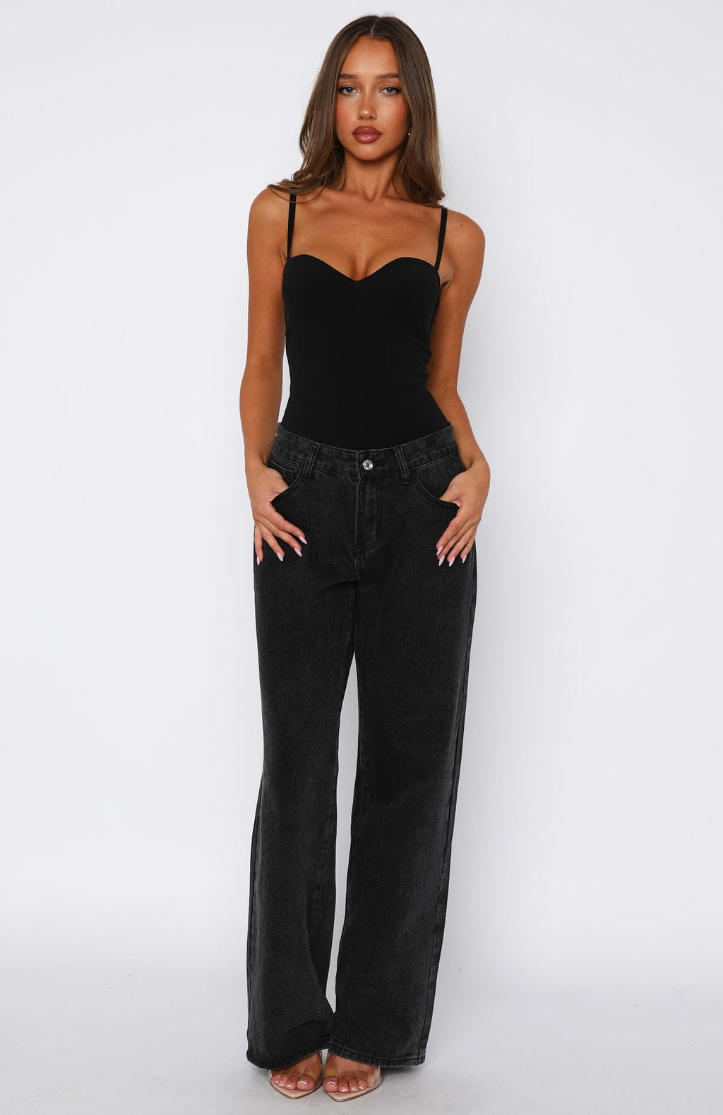 White Fox Stuck To You Bodysuit Black