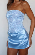 White Fox My Time Is Now Strapless Mini Dress Blue