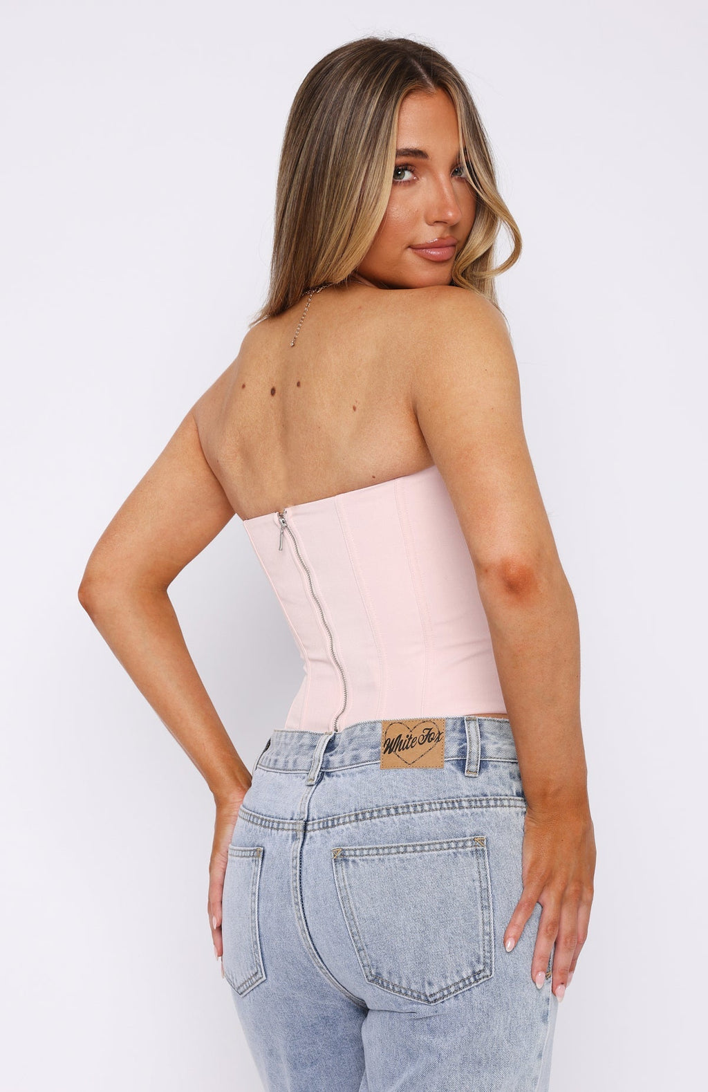 White Fox Never Love Again Strapless Bustier Baby Pink