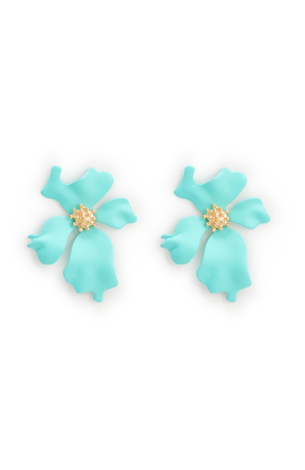 White Fox Hopper Earrings Aqua/Gold
