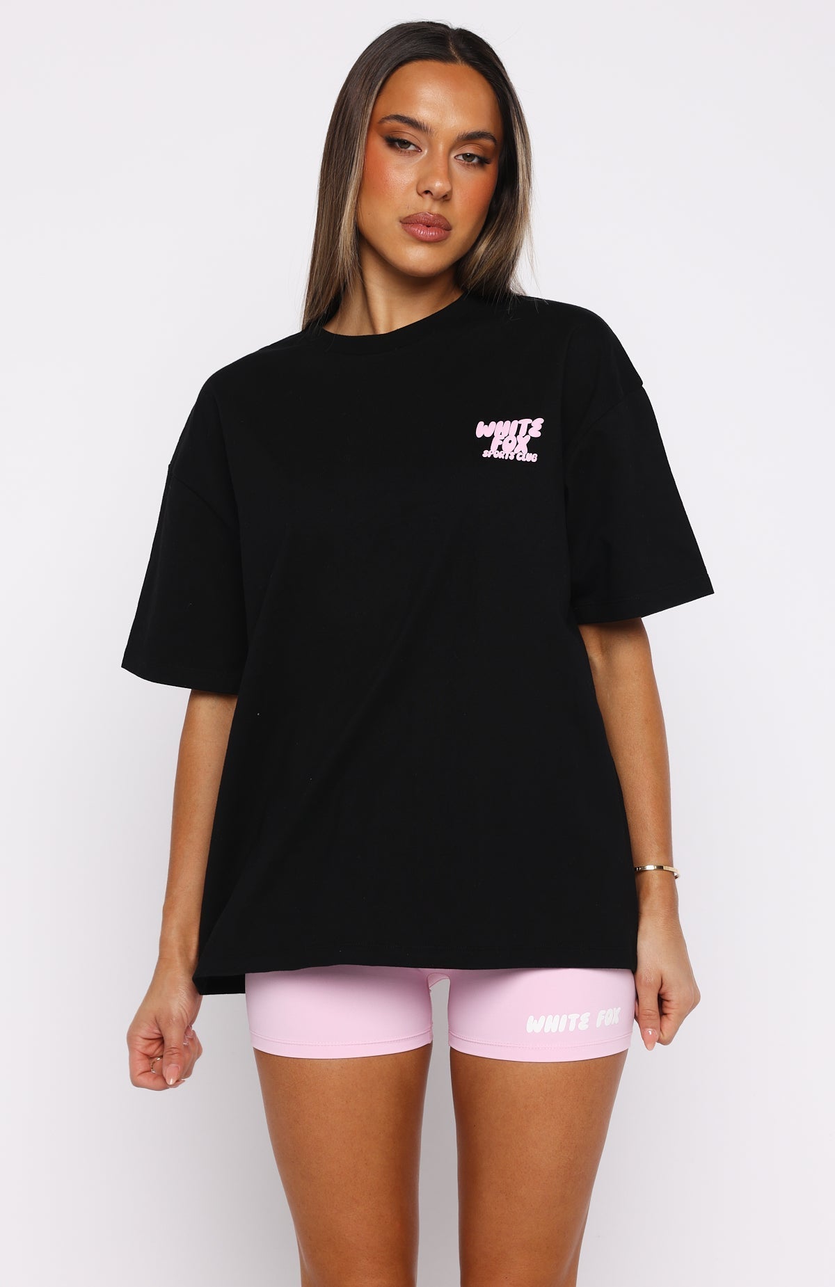 White Fox Club 14 Allie Oversized Tee Black