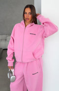 White Fox Core Classic Zip Front Hoodie Pink