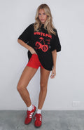 White Fox With Love In The Moment Oversized Tee Black