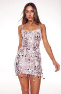 White Fox Decadent Daze Beaded Mini Dress Baby Pink