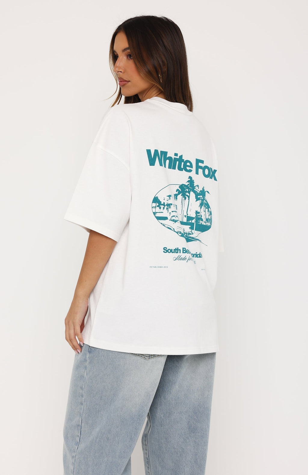 White Fox Made For The Heat Oversized Tee White