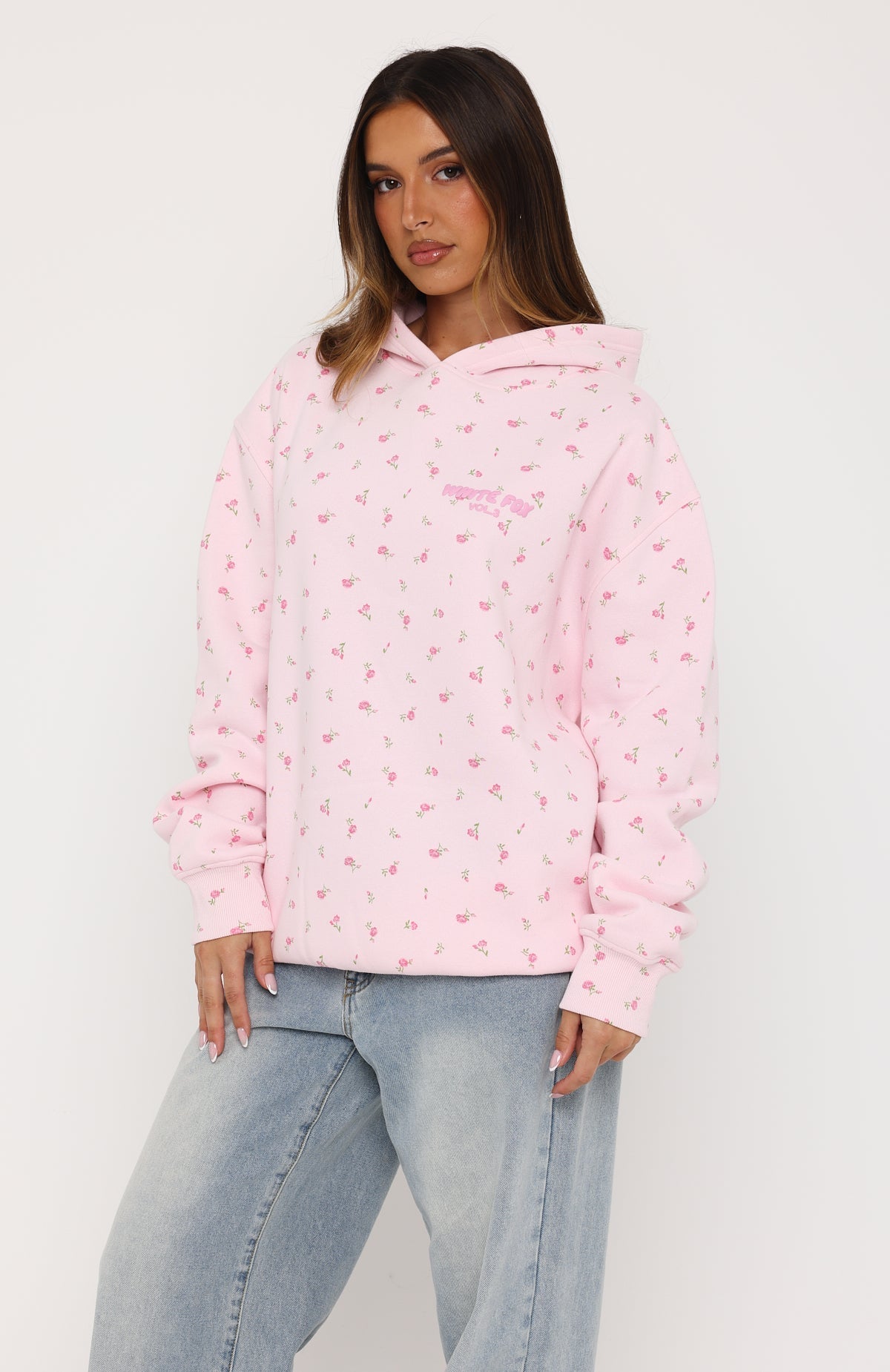 White Fox Offstage Printed Oversized Hoodie Posy Ditsy