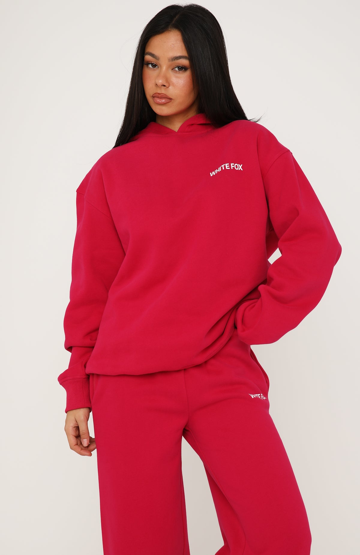 White Fox Core Classic Oversized Hoodie Berry